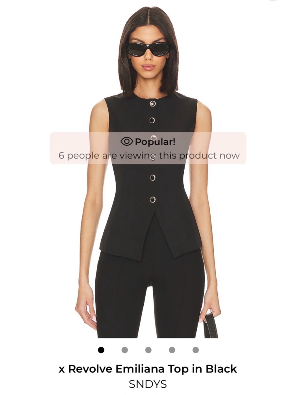 NWT SNDYS Sleeveless Black Button Front Top - XS